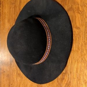 Black felt floppy hat with colorful band